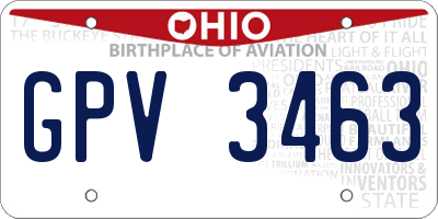 OH license plate GPV3463