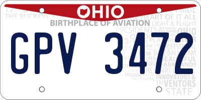OH license plate GPV3472
