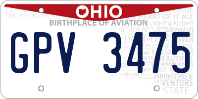OH license plate GPV3475