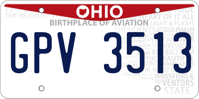 OH license plate GPV3513