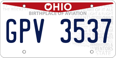 OH license plate GPV3537