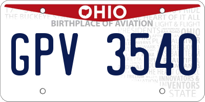 OH license plate GPV3540