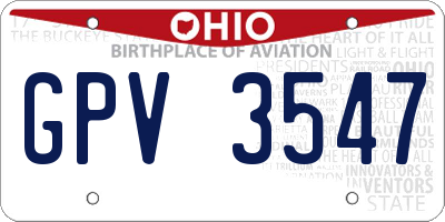 OH license plate GPV3547