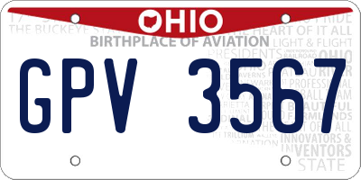 OH license plate GPV3567