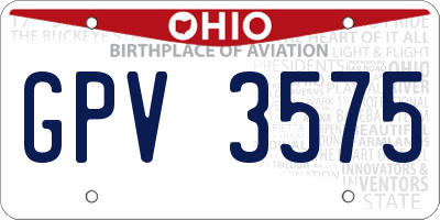 OH license plate GPV3575