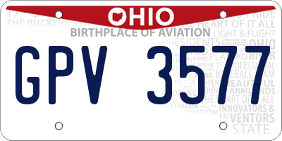 OH license plate GPV3577