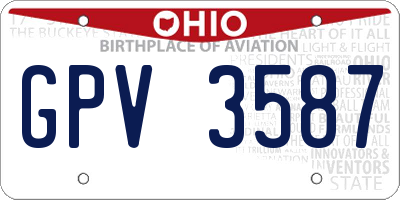 OH license plate GPV3587