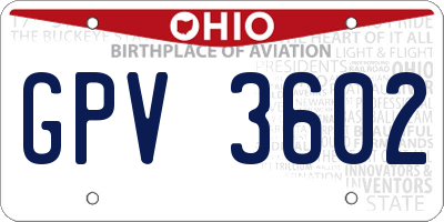 OH license plate GPV3602