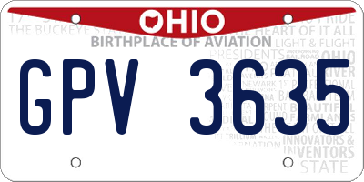 OH license plate GPV3635