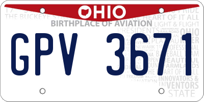 OH license plate GPV3671