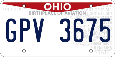 OH license plate GPV3675