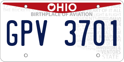OH license plate GPV3701