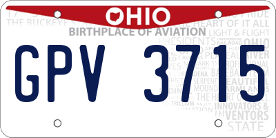 OH license plate GPV3715