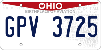 OH license plate GPV3725
