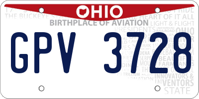 OH license plate GPV3728