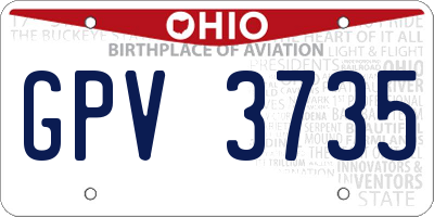 OH license plate GPV3735