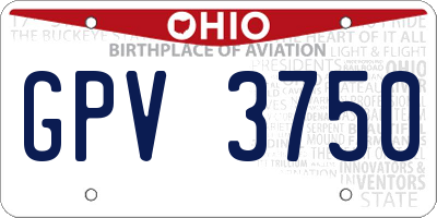 OH license plate GPV3750
