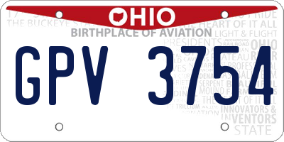 OH license plate GPV3754