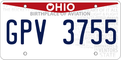 OH license plate GPV3755
