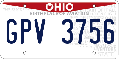OH license plate GPV3756