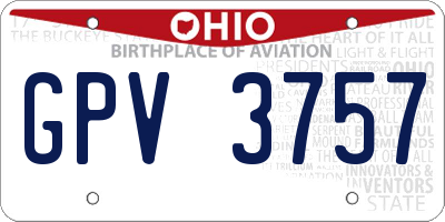 OH license plate GPV3757