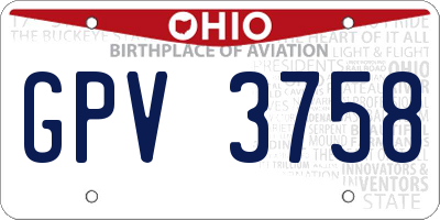 OH license plate GPV3758