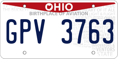 OH license plate GPV3763