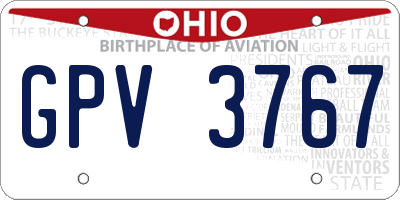 OH license plate GPV3767