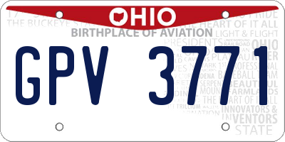 OH license plate GPV3771