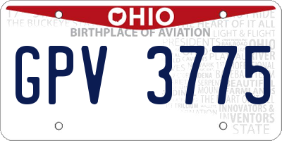 OH license plate GPV3775