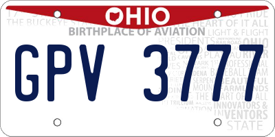OH license plate GPV3777