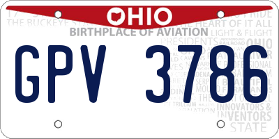 OH license plate GPV3786