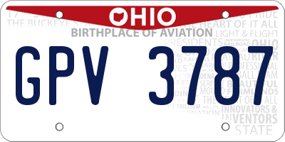 OH license plate GPV3787