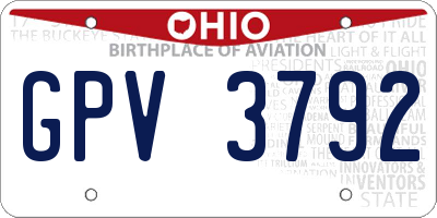 OH license plate GPV3792