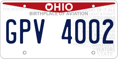 OH license plate GPV4002