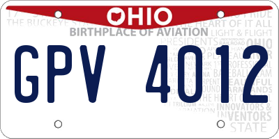 OH license plate GPV4012