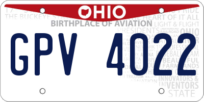OH license plate GPV4022