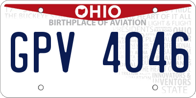 OH license plate GPV4046
