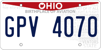 OH license plate GPV4070