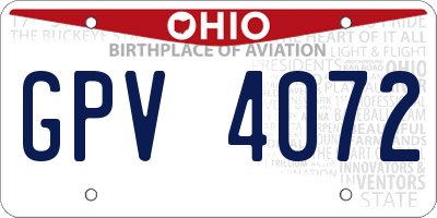 OH license plate GPV4072