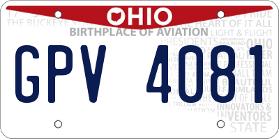 OH license plate GPV4081
