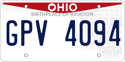 OH license plate GPV4094