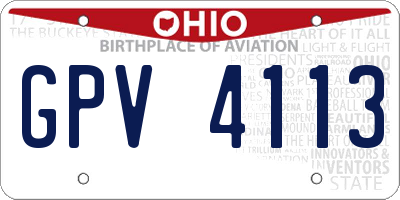 OH license plate GPV4113