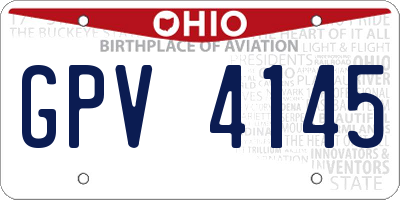 OH license plate GPV4145