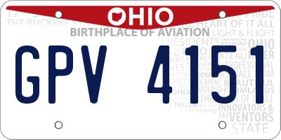 OH license plate GPV4151