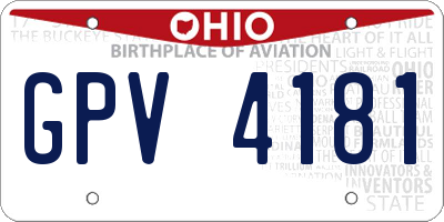 OH license plate GPV4181