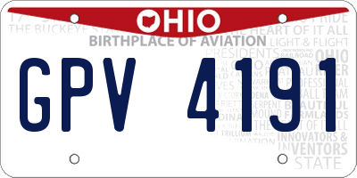 OH license plate GPV4191