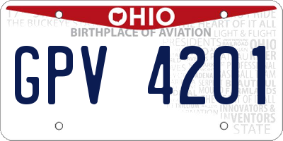 OH license plate GPV4201