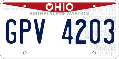 OH license plate GPV4203