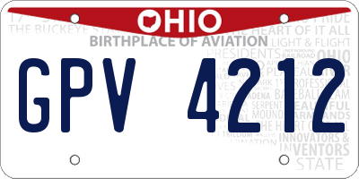 OH license plate GPV4212